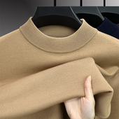 加厚半高领毛衣秋冬保暖100%纯羊毛针织套头打底衫 精纺羊毛衫 男士