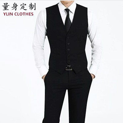 量身定做修身男士西装马夹商务休闲羊毛西服马甲定制订做