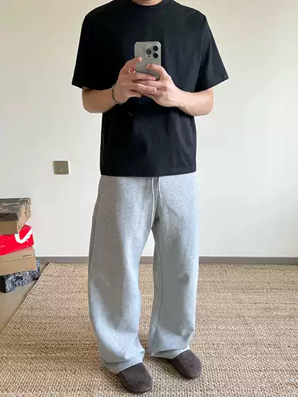 Gray American Hip-Hop Sweatpants for Men, Summer Trendy Casual Pants, Versatile Drapey Wide-Leg Scimitar Sports Pants
