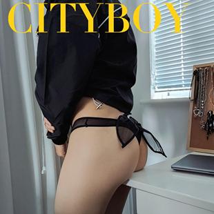 内裤 男生女性化风格 后蝴蝶结T裤 JJ套TS伪娘无痕丁字裤 男娘