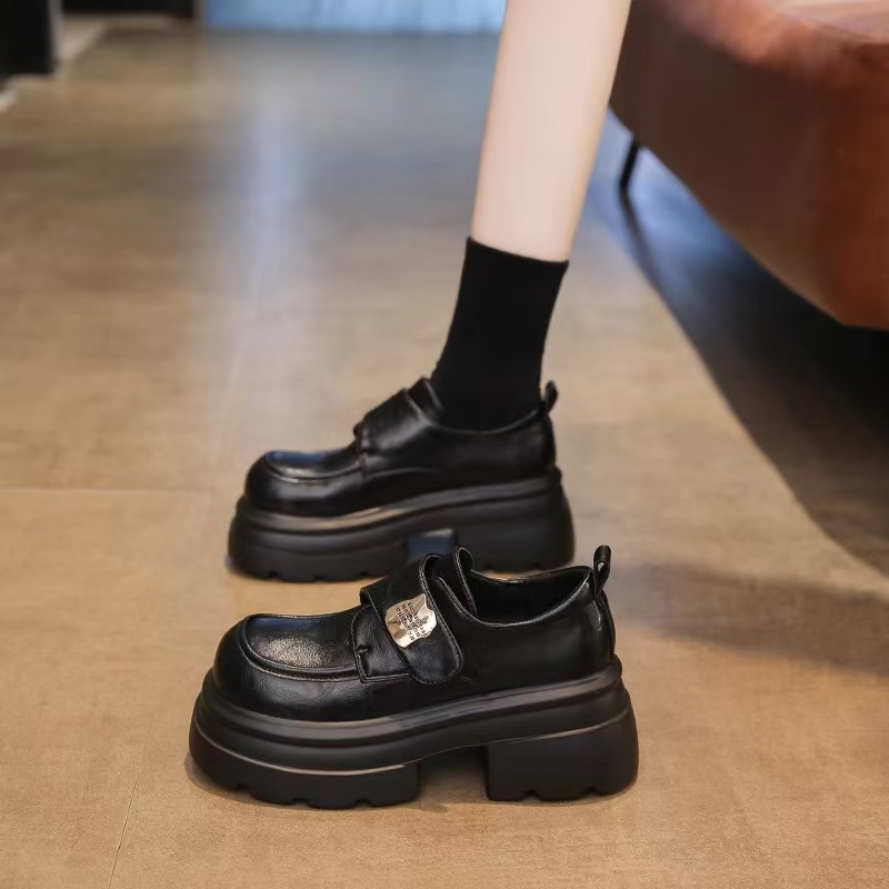 25新款秋季头层牛皮英伦风厚底鞋