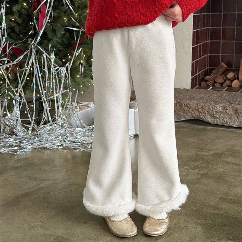 【加绒】艾摩贝贝女童裤子儿童时髦设计师感可爱拼接毛边喇叭裤潮,童装/婴儿装/亲子装,裤子,淘宝优惠券,粉丝福利购,淘宝优惠卷