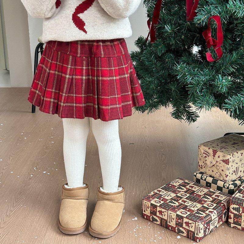 节日氛围感单品女童节日圣诞新年高质感毛呢半身裙子格纹百褶短裙,童装/婴儿装/亲子装,半身裙,淘宝优惠券,粉丝福利购,淘宝优惠卷