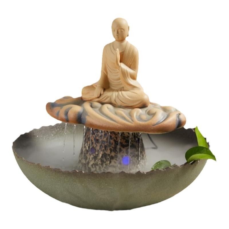 优选禅意流水摆件新中式佛像桌面喷泉家居K装饰摆设茶桌茶室送礼