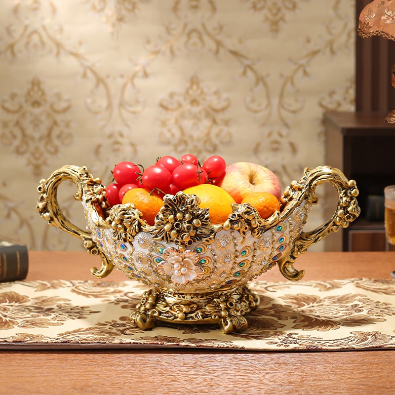 新款欧式客厅茶几水果盘家用烟y灰缸纸巾盒套装创意家居装饰品花