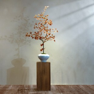 精选红色流泉枫仿真绿植高端轻奢新中式禅意茶室R玄关假花小型盆