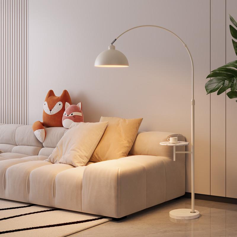 优选创极c简落地灯客厅沙发旁边氛围灯置物架一体法式奶油立式中