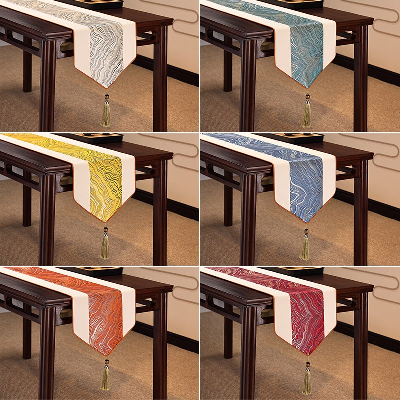 优选新中式禅意桌旗桌布餐桌电视柜茶台茶几茶R席轻奢茶旗长条高