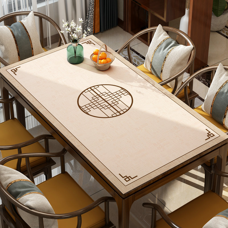 优选中式桌布新中式桌垫防水防油免洗中国风O餐桌垫台布古风防烫