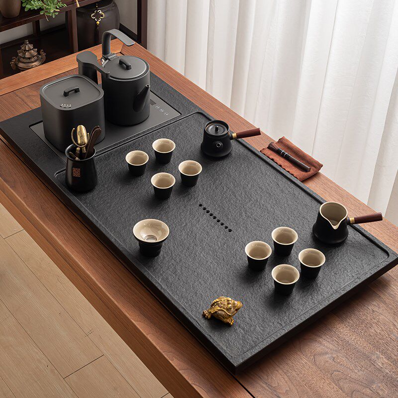 优选新款整块天然乌金石茶t盘套装全自动一体电磁炉烧水壶家用茶