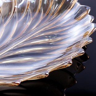 精选创意水晶玻璃树叶p盘子客厅欧式放糖果的水果盘结婚待客乔迁