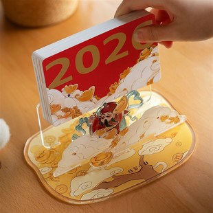 人气20b26马年财神立牌周历办公室亚克力桌面摆件台历创意新年礼