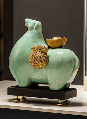 优选马上有钱陶瓷工oh艺品酒柜电视柜家居装饰摆件办公室新中式开