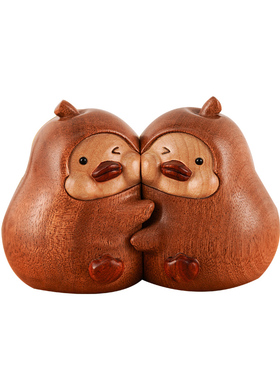 优选永不分梨抱抱鸭书立架实木摆件家居书挡装P饰品客厅酒柜桌面