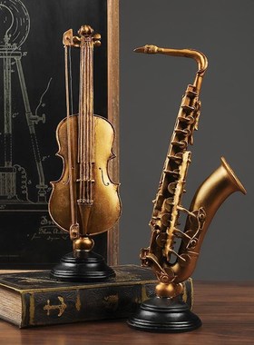 优选个性美式复古小提o琴萨克斯乐器模型摆件家居客厅酒柜装饰品