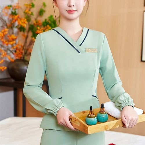 新选美容师工f作服女秋冬季长袖美容院养生馆健康管理师工服理疗