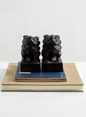 优选新中式黑色小狮子摆件客厅古典D仿古书茶几组合套装样板间书