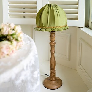 精选中古台灯卧室床头灯ins少女D心诧寂风绿色复古美式乡村实木氛