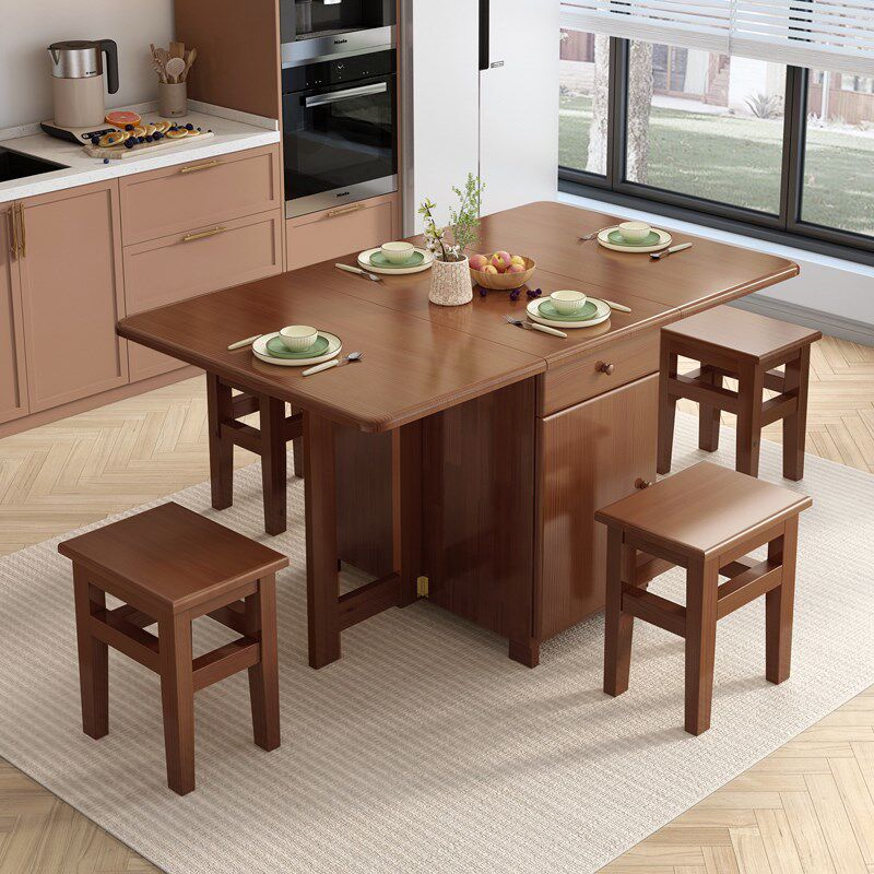 优选实木折e叠餐桌小户型家用可折叠移动吃饭桌子长方形不占空间