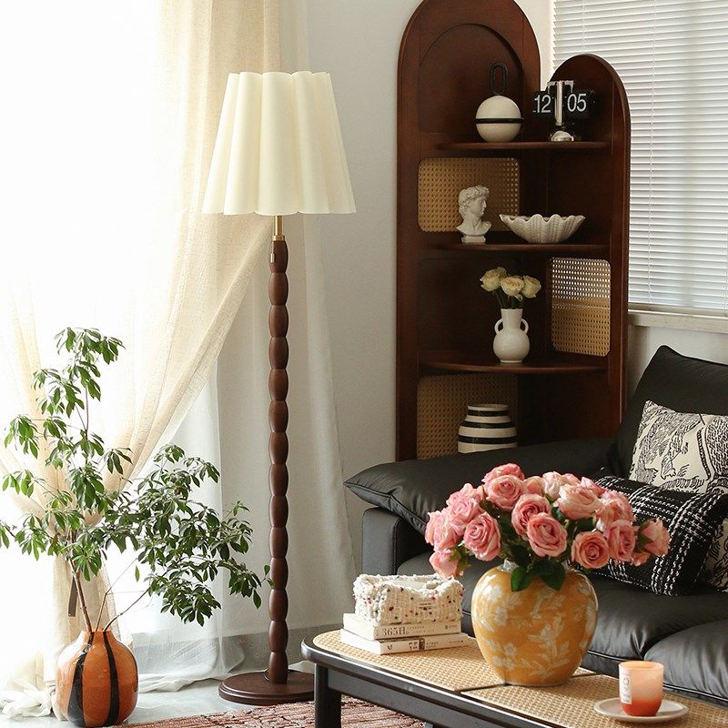 优选法式复古落地灯客厅沙发旁实木中古立式氛围R卧室书房旁装饰