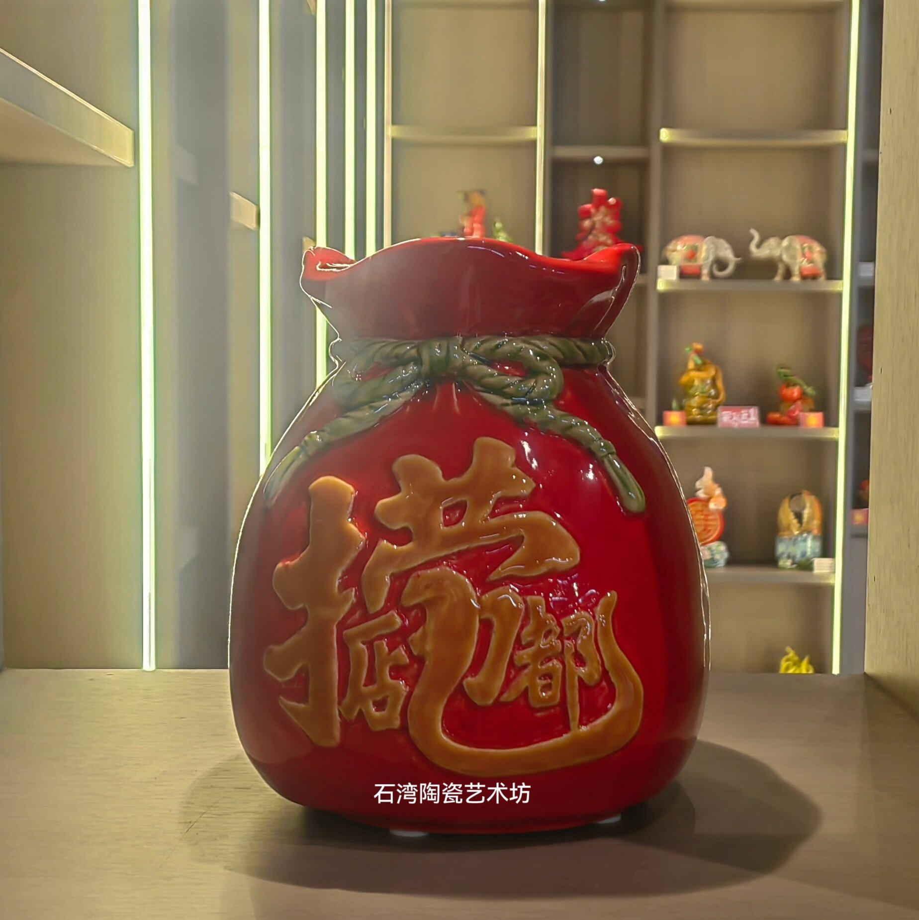 石湾公仔花插盆景手工饰品摆件