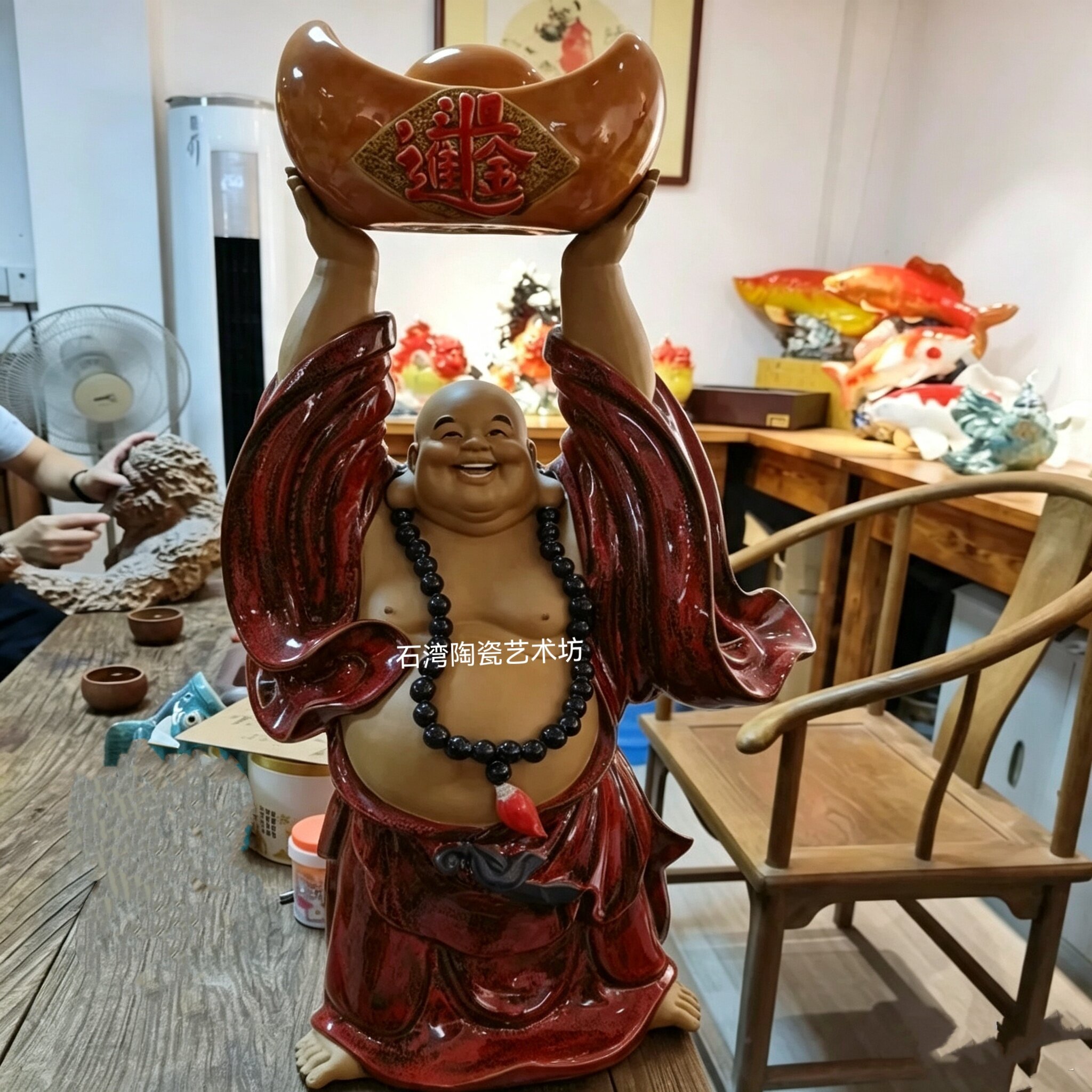 石湾陶瓷弥勒佛招财摆件
