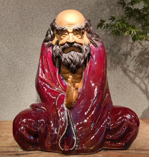 石湾公仔陶瓷达摩坐禅手工摆件家居门店玄关会所风水摆设佛像罗汉