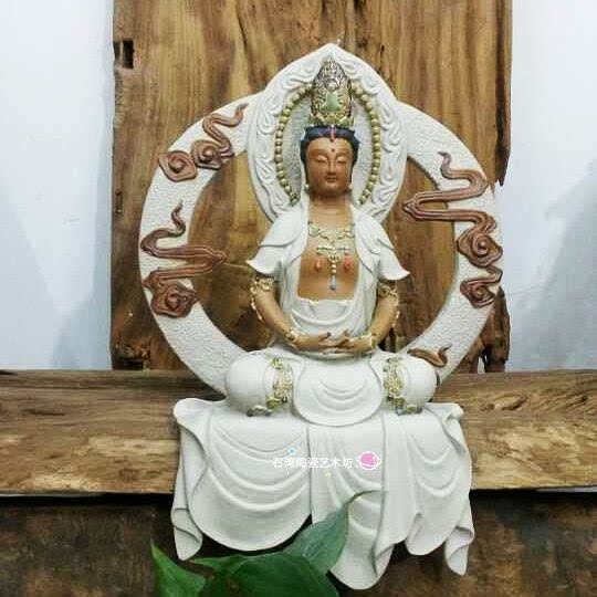陶瓷招财门厅观音风水工艺摆件图片