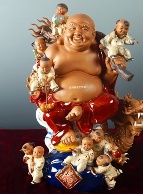 公仔摆件门厅玄关风水石湾陶瓷