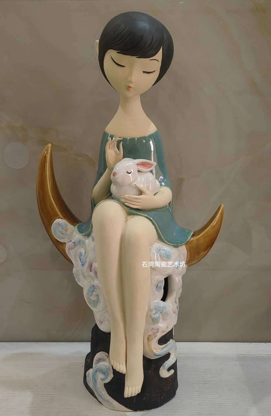 陶瓷兔子少女可爱手工摆件