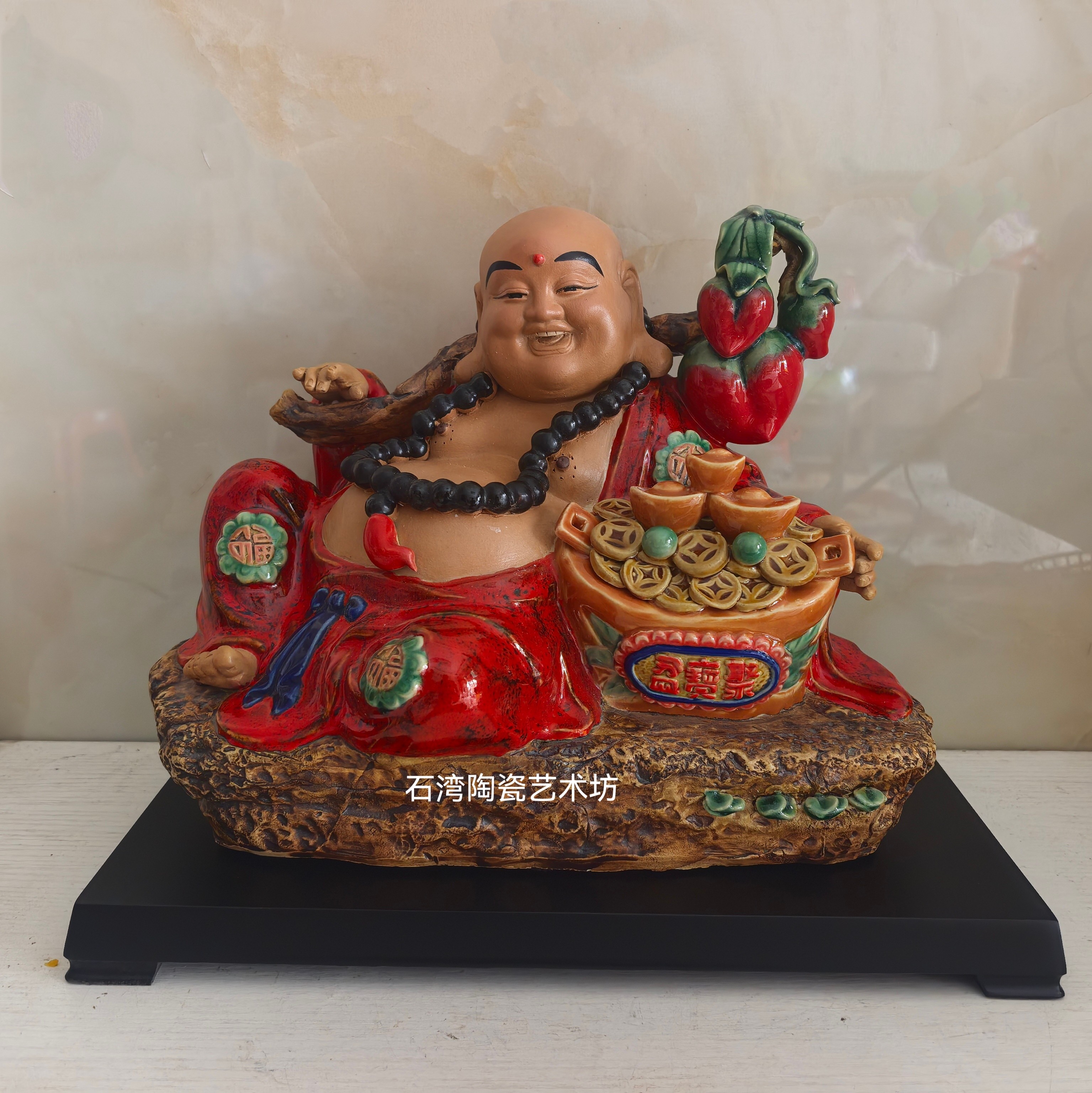 陶瓷弥勒佛笑佛手工精品摆件