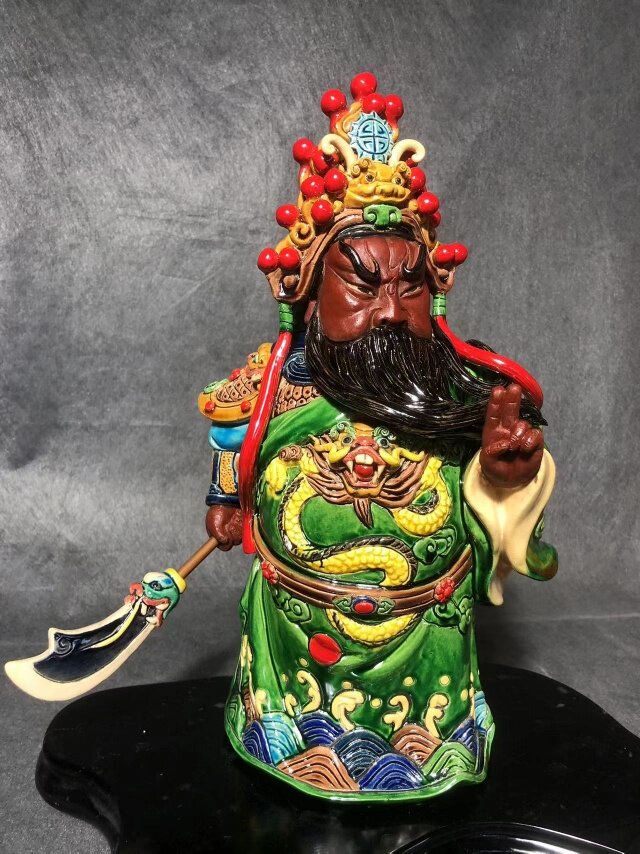 交趾陶关公武财神镇宅招财摆件