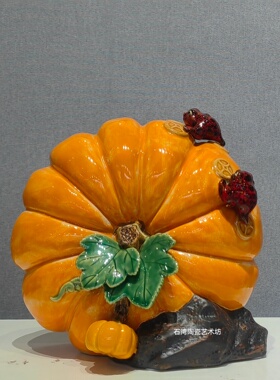 石湾陶瓷南瓜金蟾招财摆件