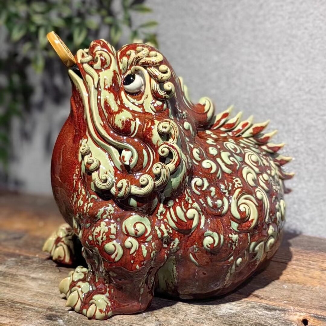 陶瓷招财金蟾茶宠茶庄手工摆件