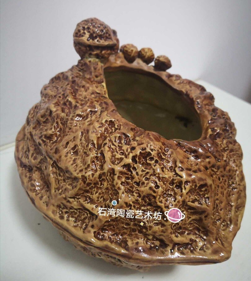 陶瓷植物花生盆景装饰品石湾陶瓷图片