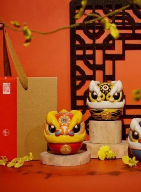 陶瓷香炉烟灰缸醒狮手工摆件