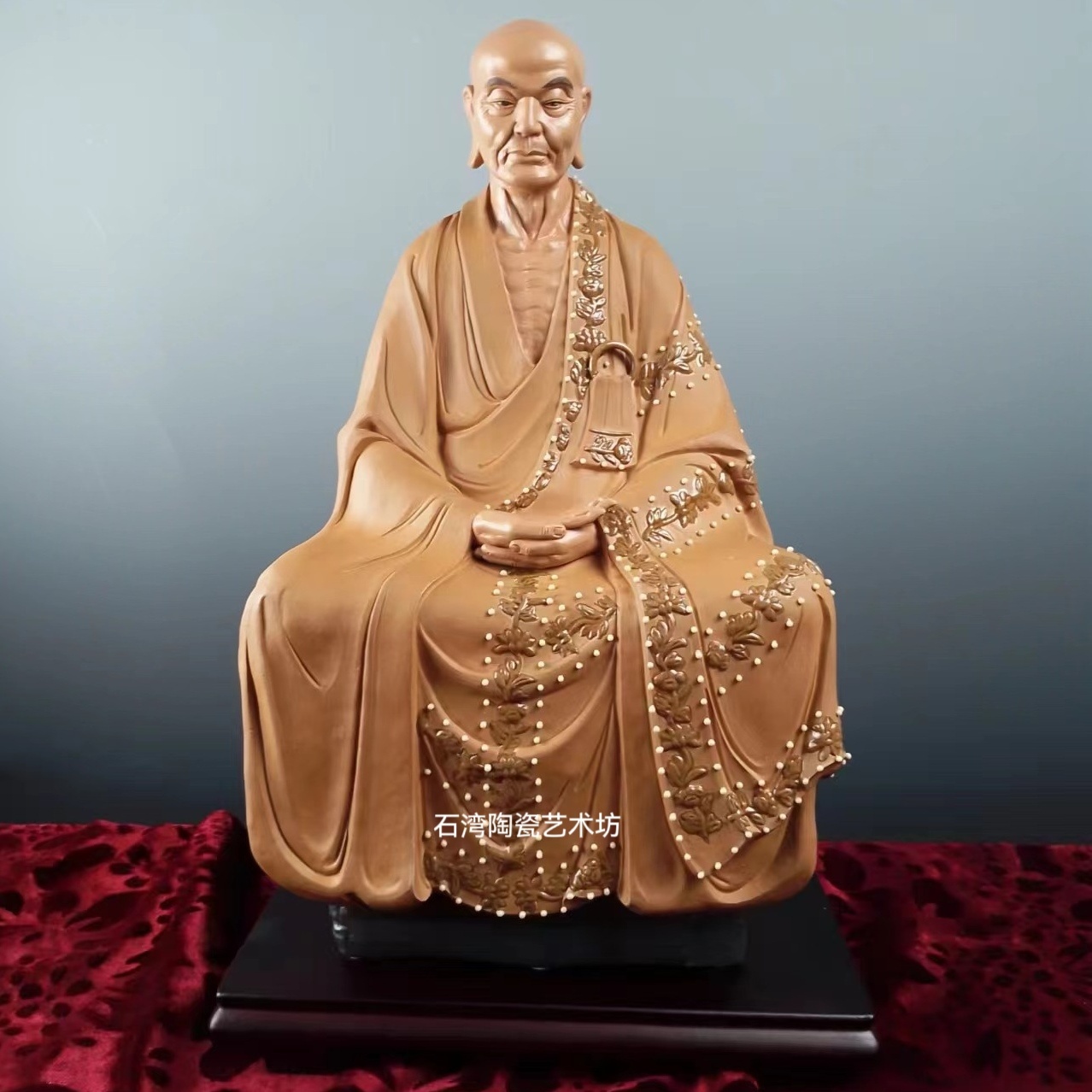 陶瓷六祖惠能佛像禅意手工品摆件