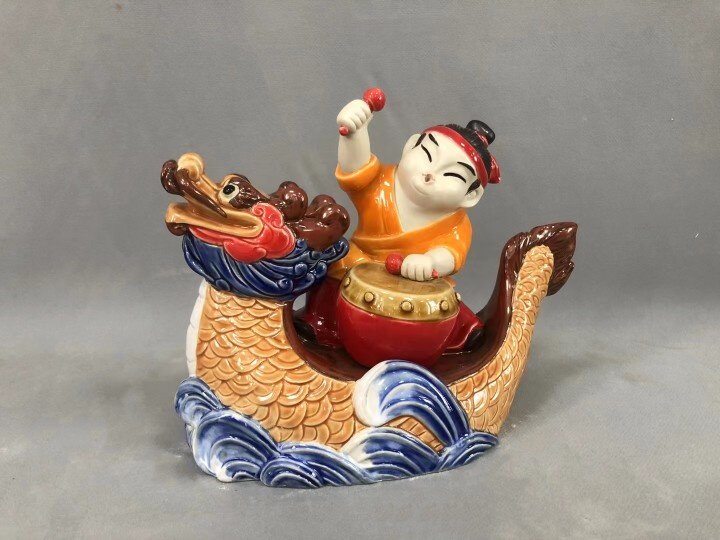 陶瓷爬龙舟龙船端午节礼品