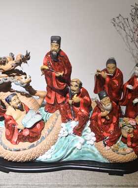 龙八仙过海中式家居客厅石湾陶瓷