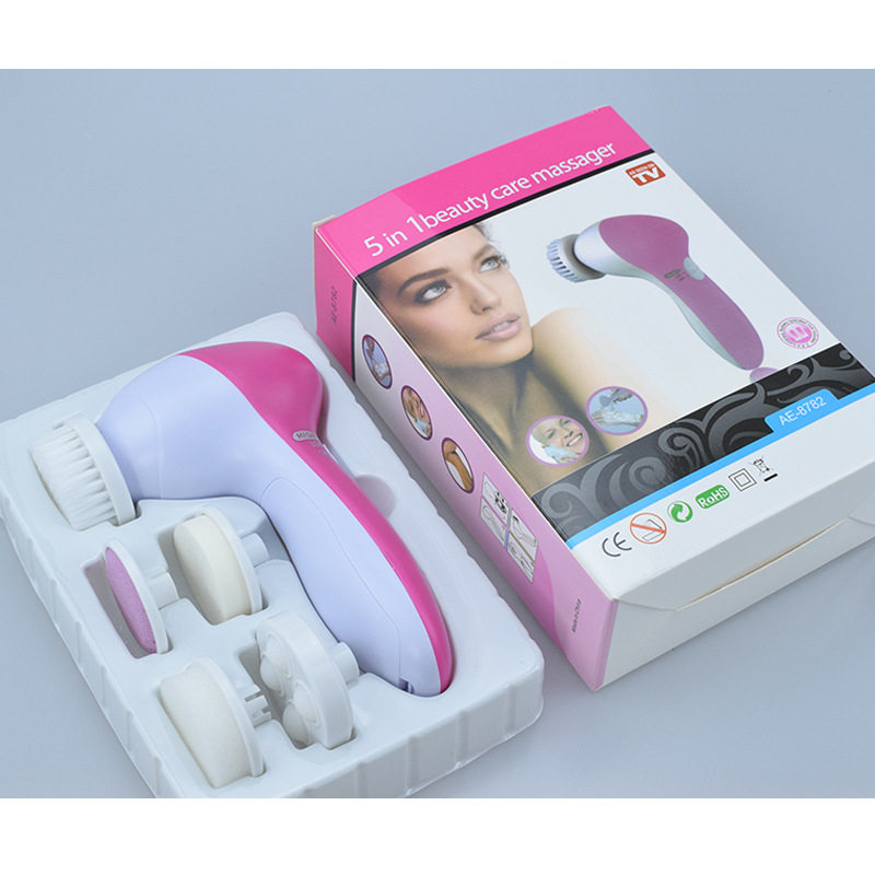 跨境专供五合一洁面仪洗脸仪脸部按摩器电动旋转美容仪毛孔清洁器