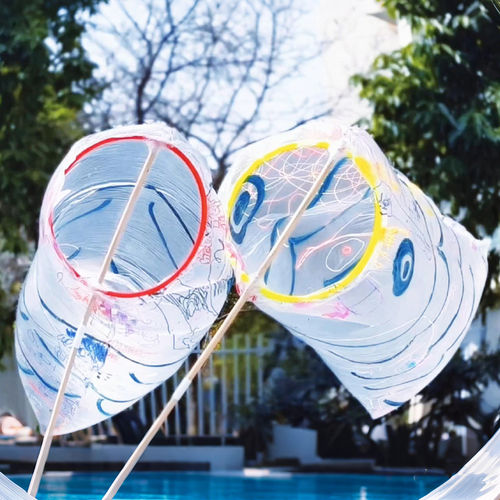 2026新款自制口袋风筝儿童风筝diy材料手绘风筝微风易飞春游玩具