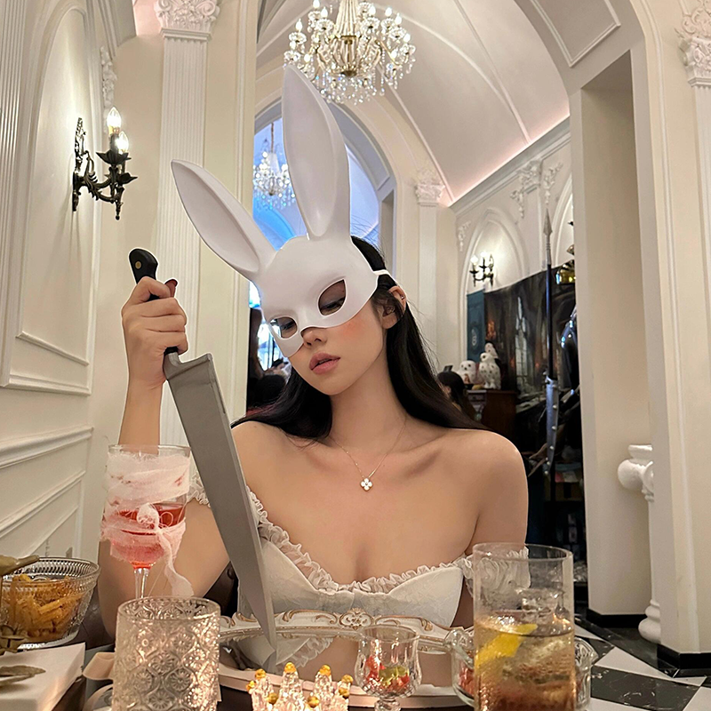 朋克风兔女郎cos面具头饰