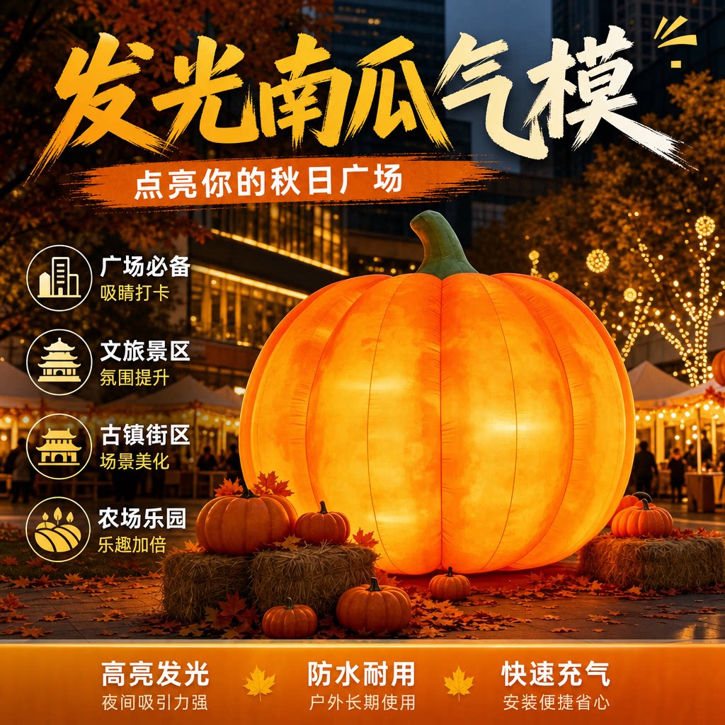 万圣节发光南瓜气模引流拍照