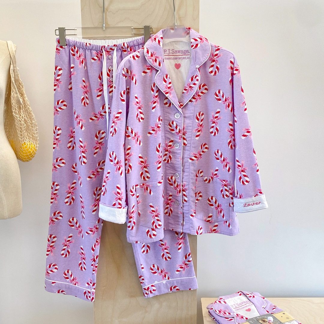 秋冬季PJS睡衣套装女纯棉磨毛