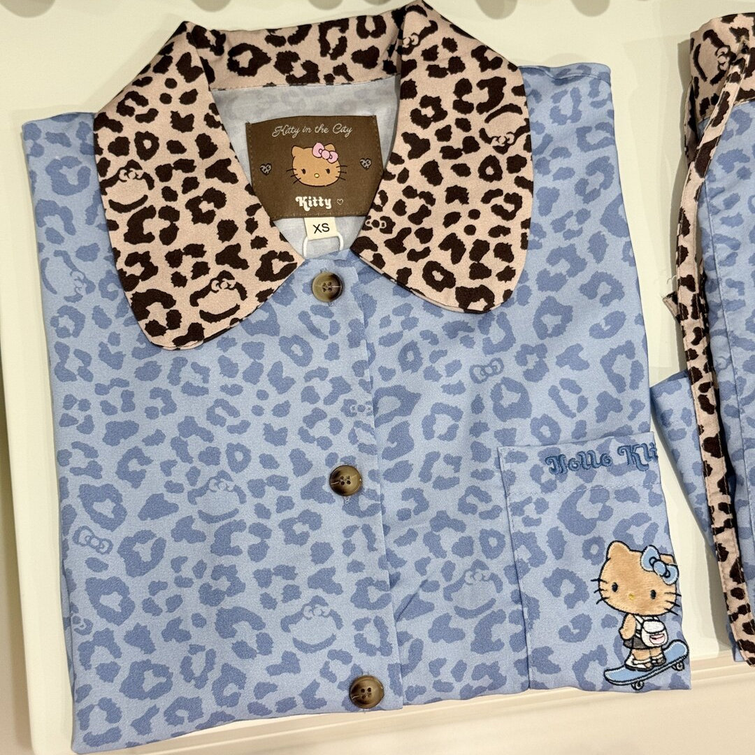 限量豹纹kitty睡衣套装女