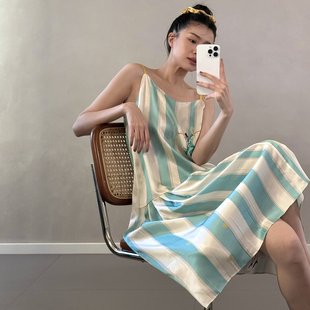 夏季 小众轻奢 吊带睡裙女童趣森林印花高级感休闲度假冰丝家居服