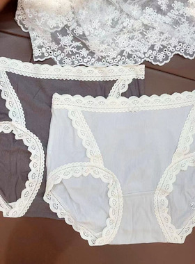 觅小主晨露甜心舒适小内裤女蕾丝花边拼接绵软中腰三角裤秋冬新款