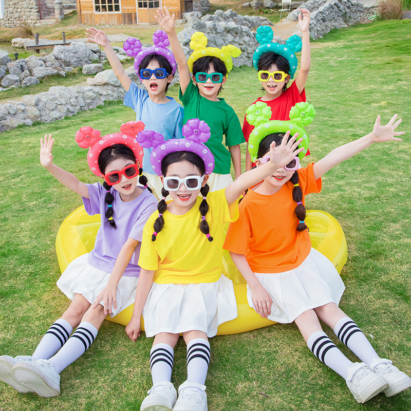 小学生校服班服幼儿园园服短袖糖果色T恤套装六一儿童节表演服装