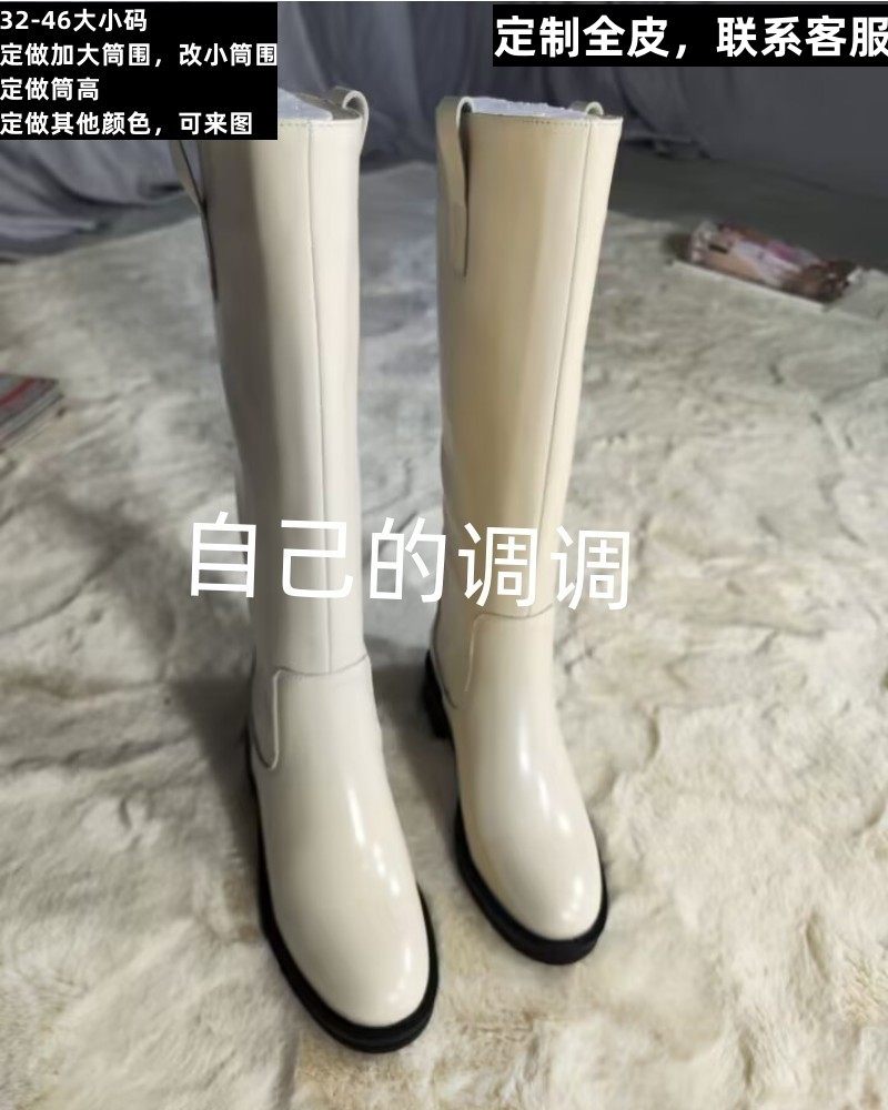 跨境显瘦改筒高量身定做女及膝靴