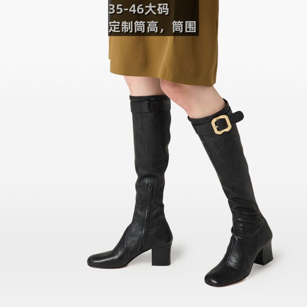 跨境春秋显瘦侧拉链洋气潮骑士靴